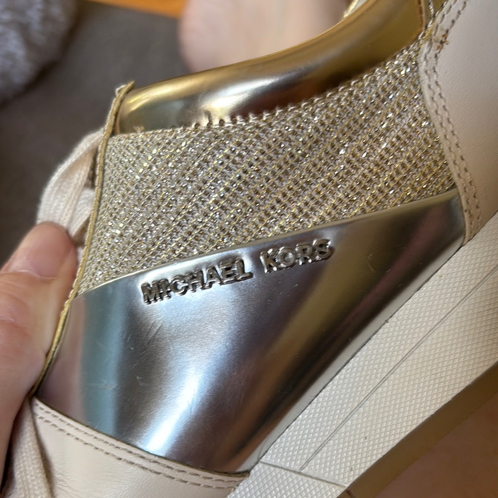 Michael Kors Gold and Cream Designer Women’s Sneakers Brand New Never Worn